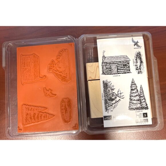 Stampin Up! "Backwoods" Wood Mounted Rubber Stamp Set New Unmounted 113407 - Picture 2 of 2